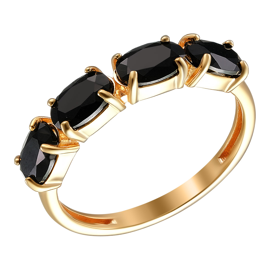 Серебряное кольцо 925 пробы; вставки 4 Турмалин черный;