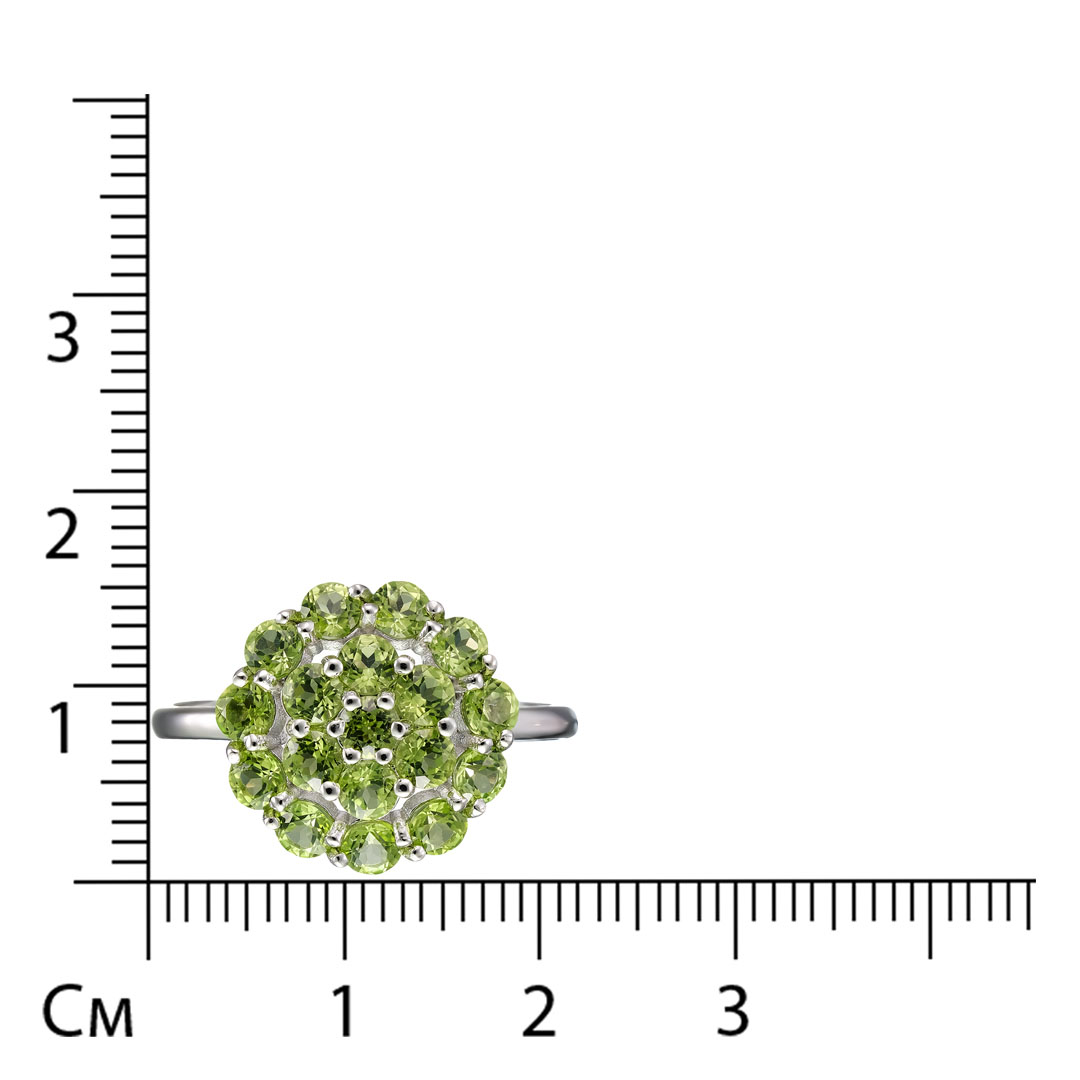 Серебряное кольцо 925 пробы; вставки 18 Хризолит;
