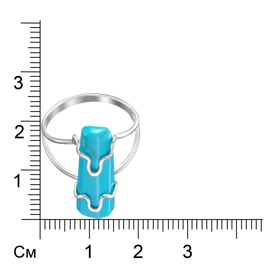 Серебряное кольцо 925 пробы; оксидирование; вставки 1 Бирюза;