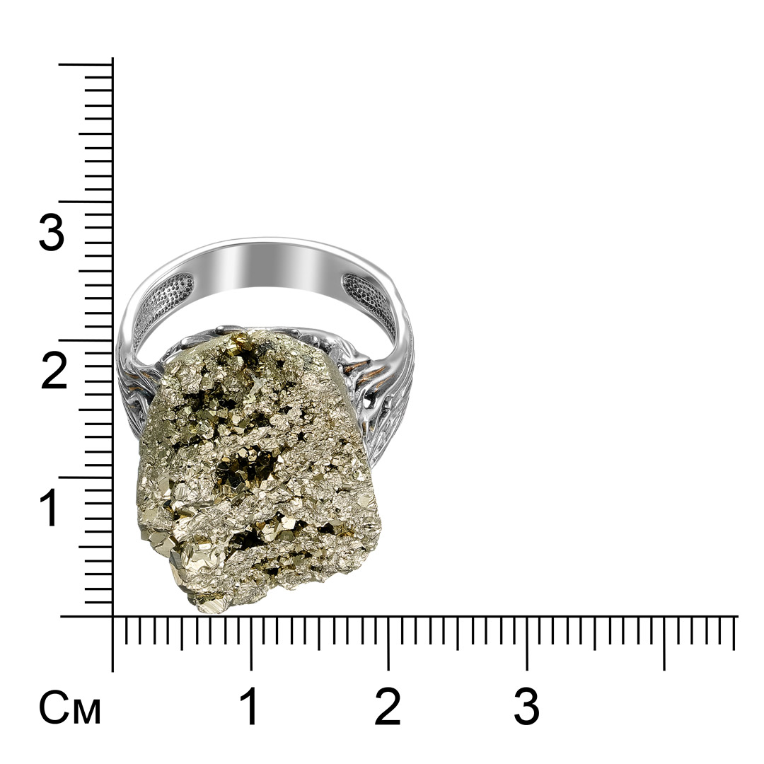 Серебряное кольцо 925 пробы; оксидирование; вставки 1 Пирит;