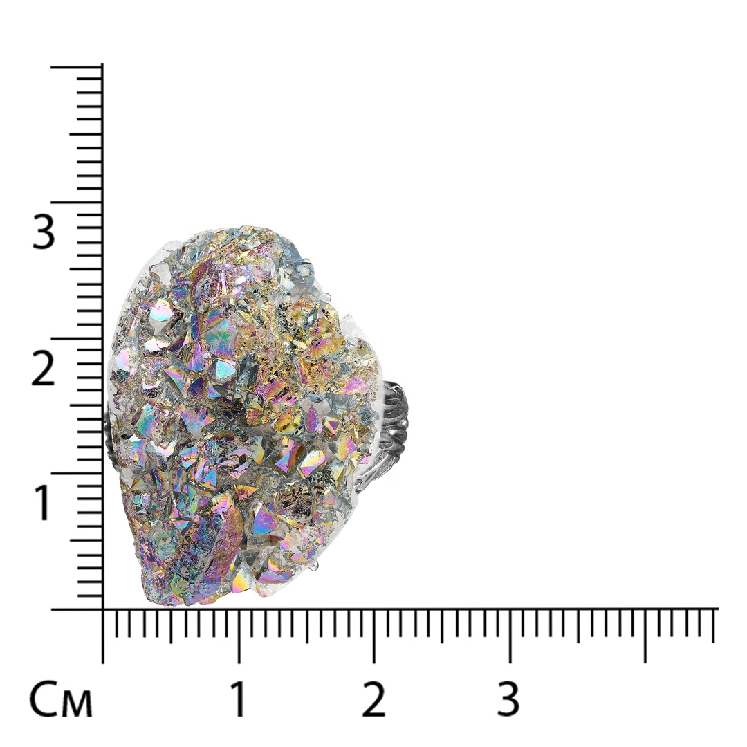 Серебряное кольцо 925 пробы; оксидирование; вставки 1 Кварц жеода;