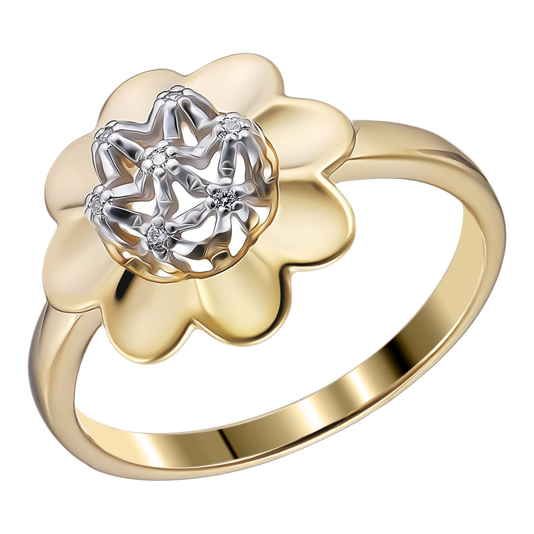Серебряное кольцо с фианитами "Цветок"