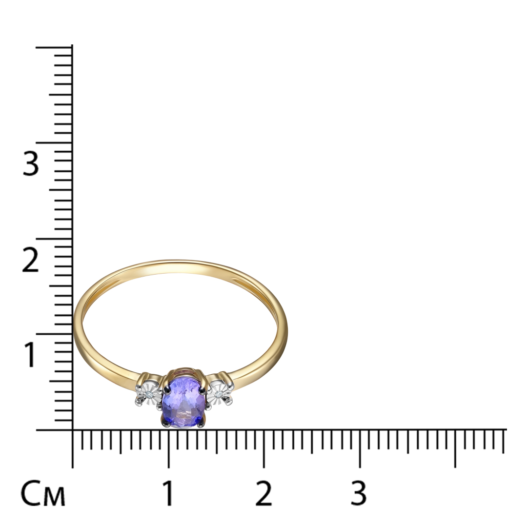 Кольцо из желтого золота с танзанитом