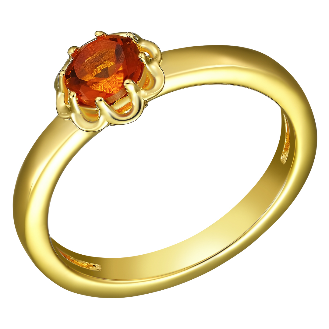 Серебряное кольцо 925 пробы; вставки 1 Цитрин мадейра 0,45ct;