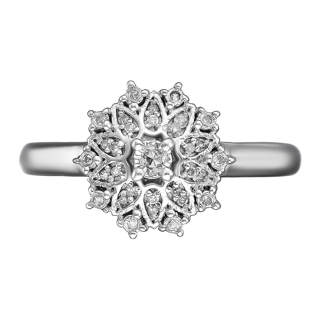 Серебряное кольцо 925 пробы; вставки 31 Бр.Кр-17 0,11ct 3/4;