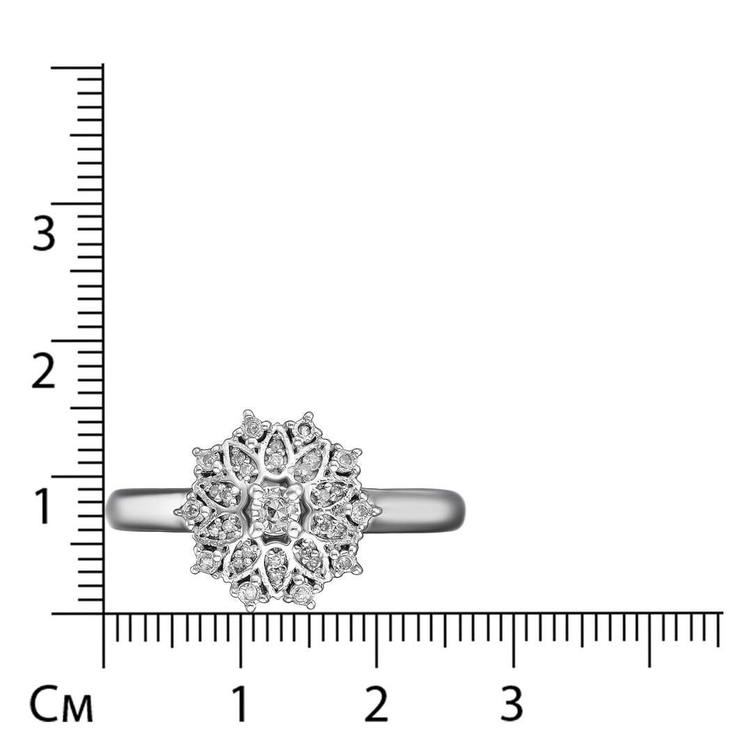 Серебряное кольцо 925 пробы; вставки 31 Бр.Кр-17 0,11ct 3/4;