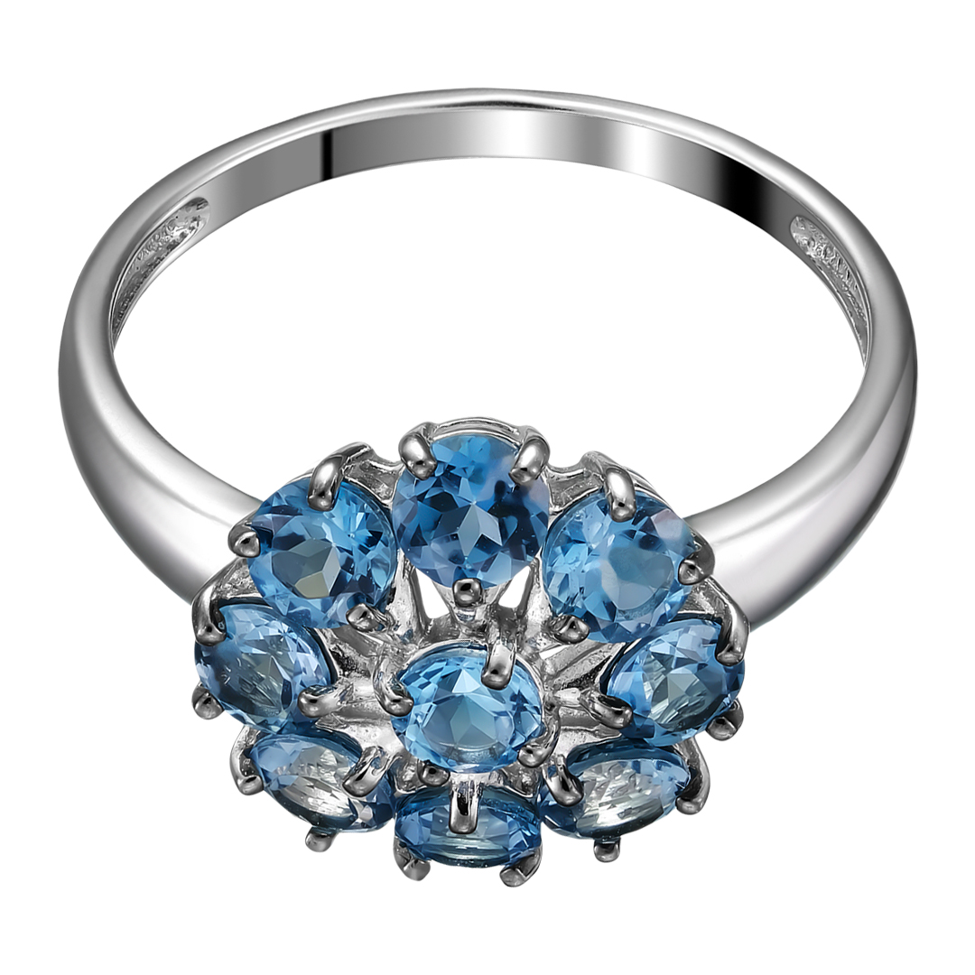 Серебряное кольцо с топазами Лондон "Цветок"