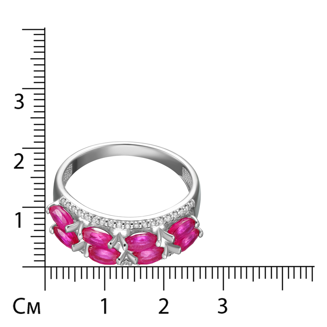 Серебряное кольцо 925 пробы; вставки 8 Рубин 2,685 2/F; 38 Фианит бесцв.;
