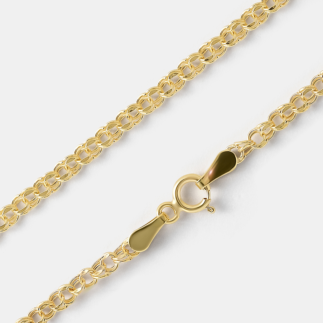 Цепь из желтого золота плетение "Бисмарк"