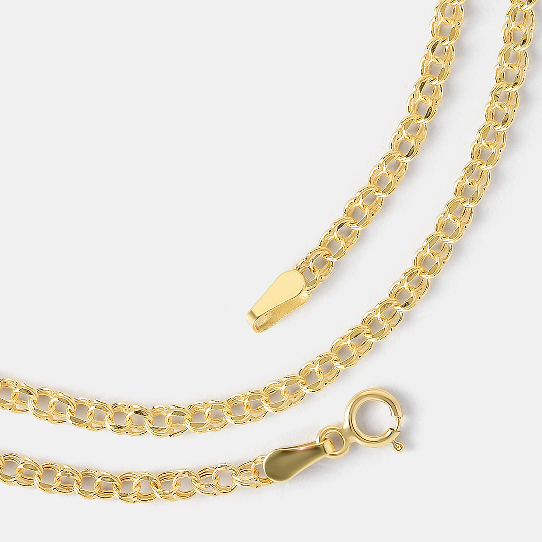 Цепь из желтого золота плетение "Бисмарк"