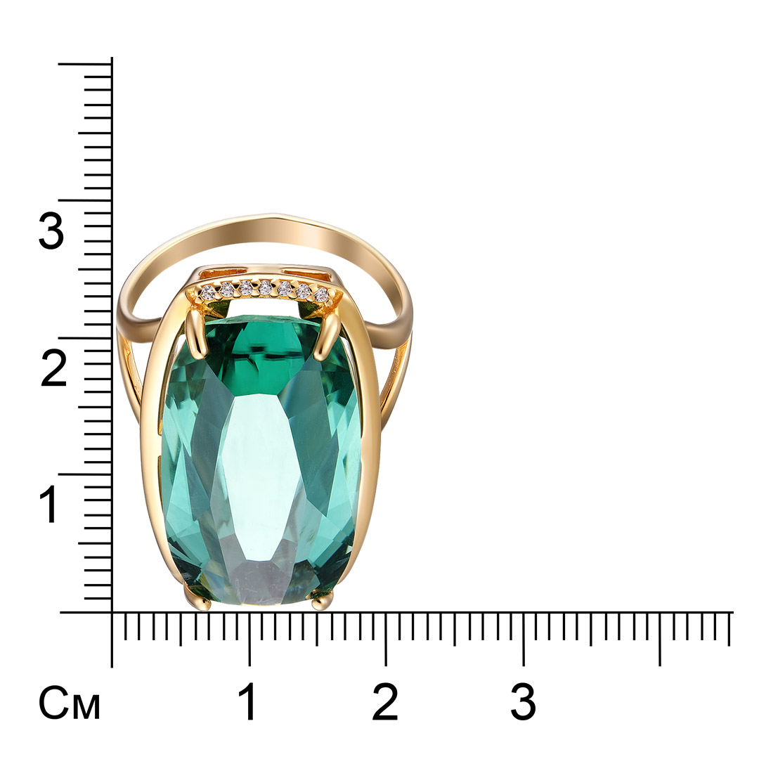 Серебряное кольцо 925 пробы; вставки 1 Празиолит; 14 Фианит бесцв.;