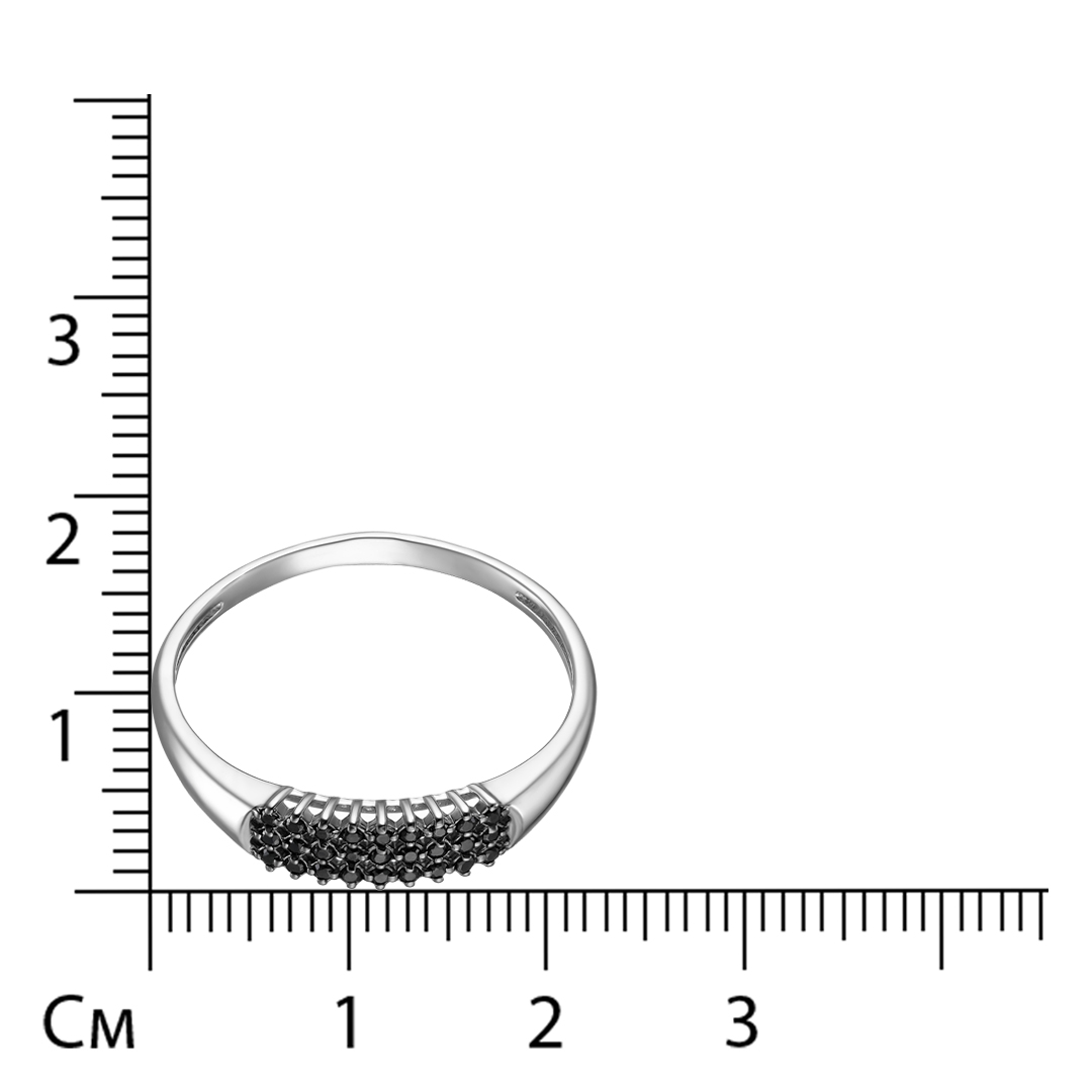 Серебряное кольцо 925 пробы; родий (бел., черн.); вставки 27 Шпинель черн.;