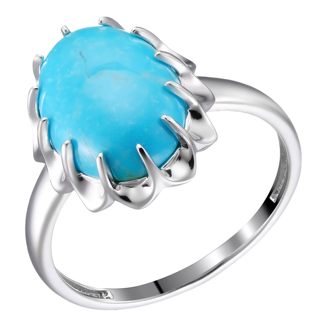 Серебряное кольцо 925 пробы; вставки 1 Бирюза нат.;