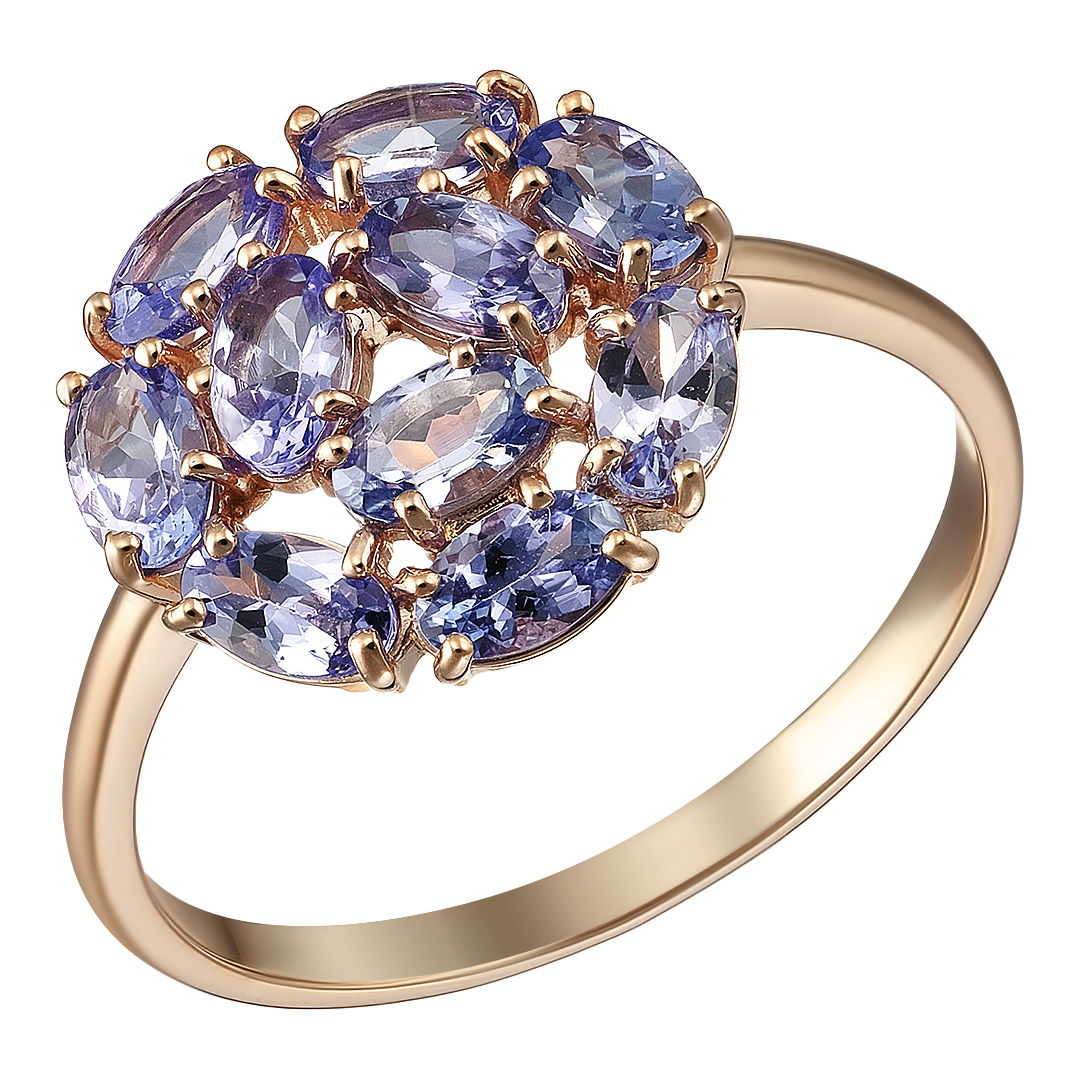Серебряное кольцо 925 пробы; вставки 10 Танзанит;