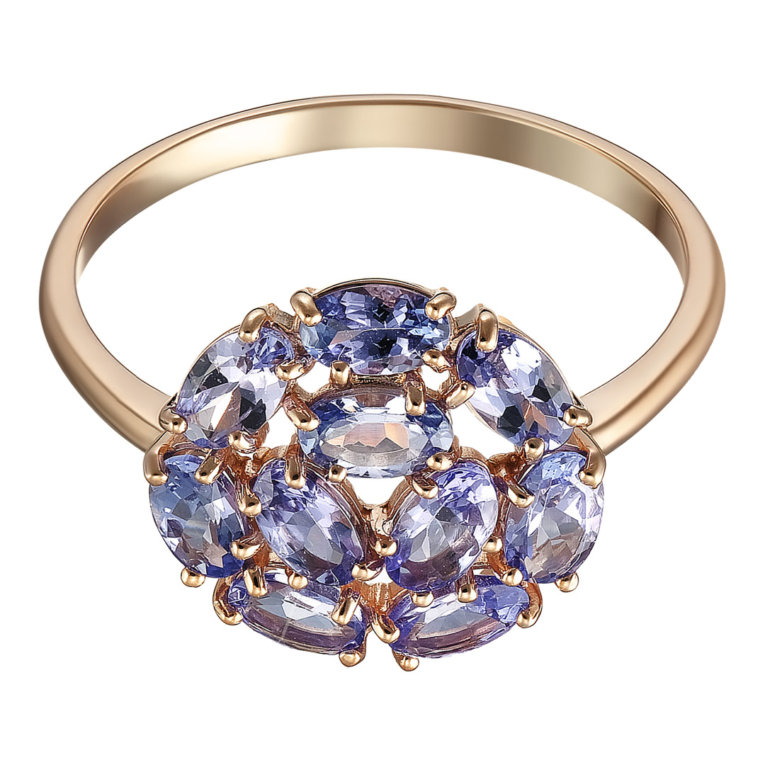 Серебряное кольцо 925 пробы; вставки 10 Танзанит;