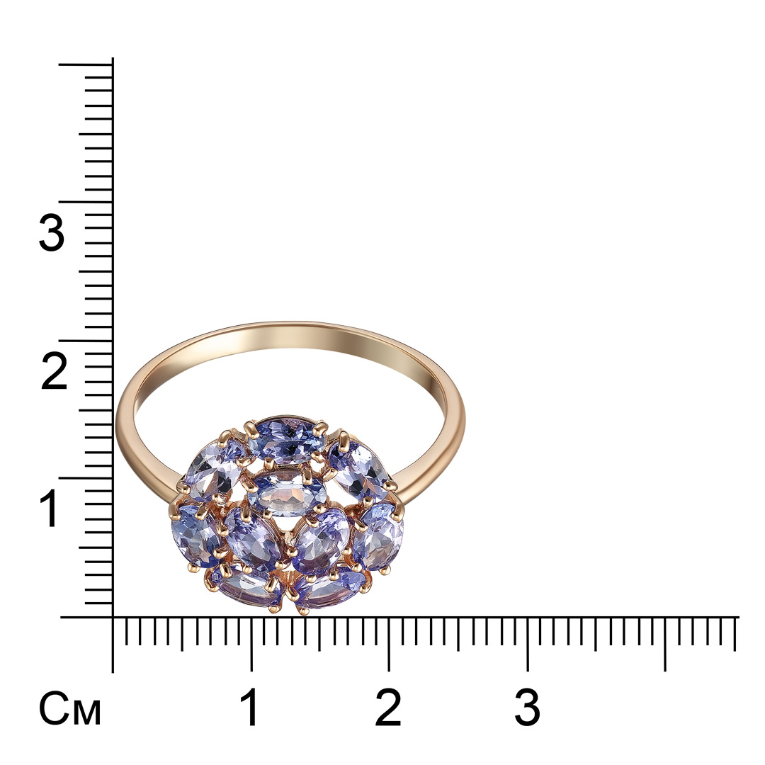 Серебряное кольцо 925 пробы; вставки 10 Танзанит;