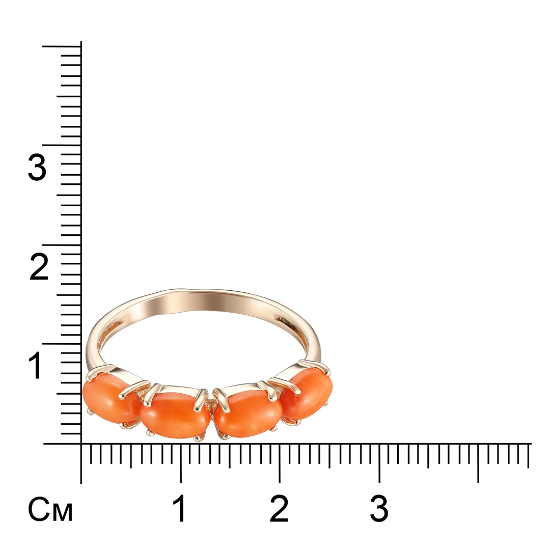 Серебряное кольцо 925 пробы; вставки 4 Коралл;