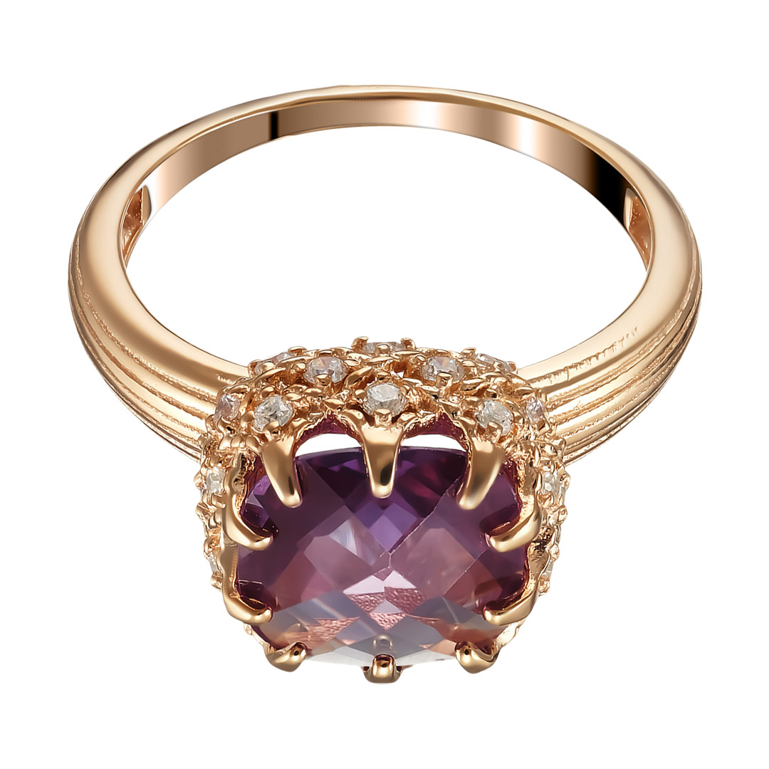 Серебряное кольцо 925 пробы; вставки 1 Гт.Александрит; 30 Фианит бесцв.;