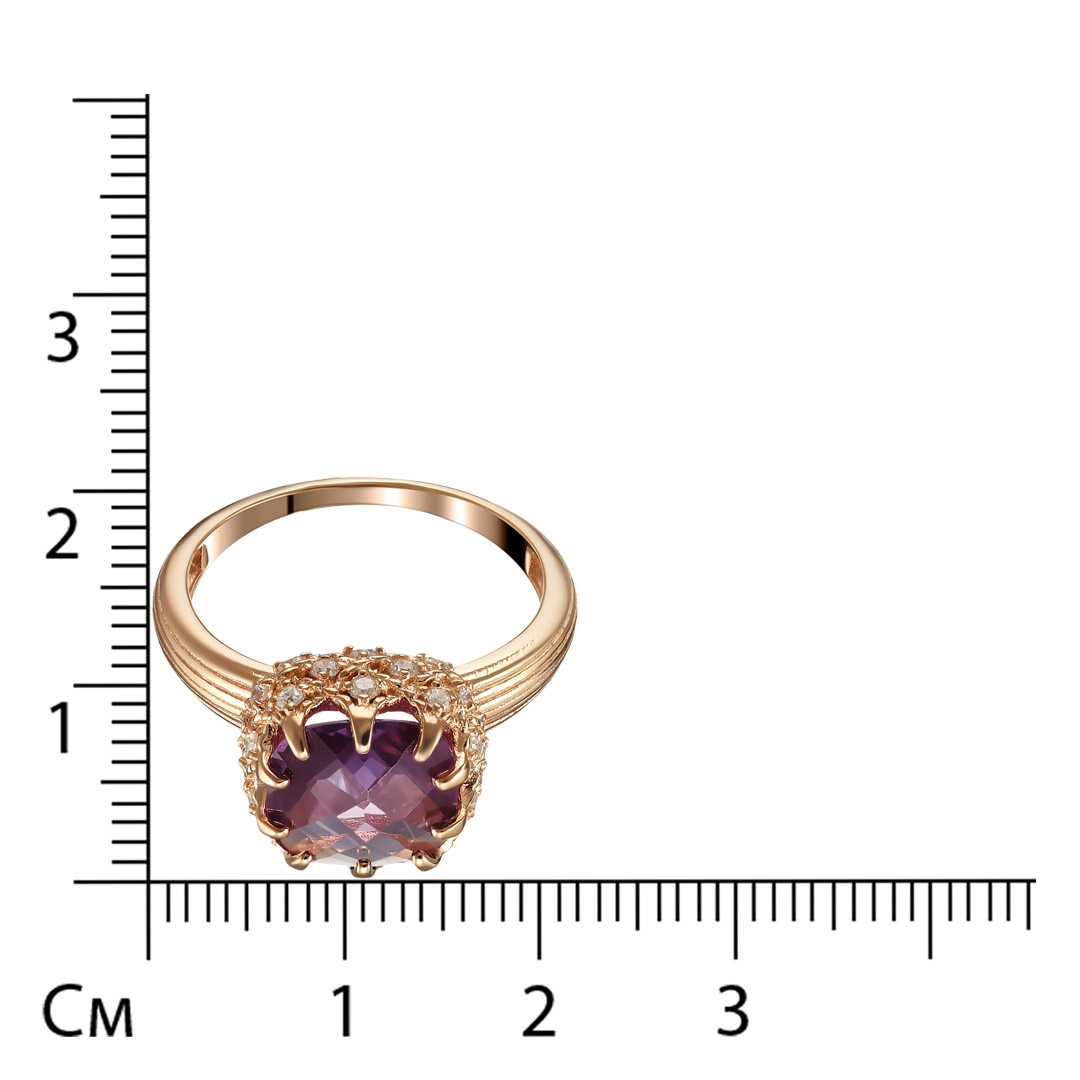 Серебряное кольцо 925 пробы; вставки 1 Гт.Александрит; 30 Фианит бесцв.;