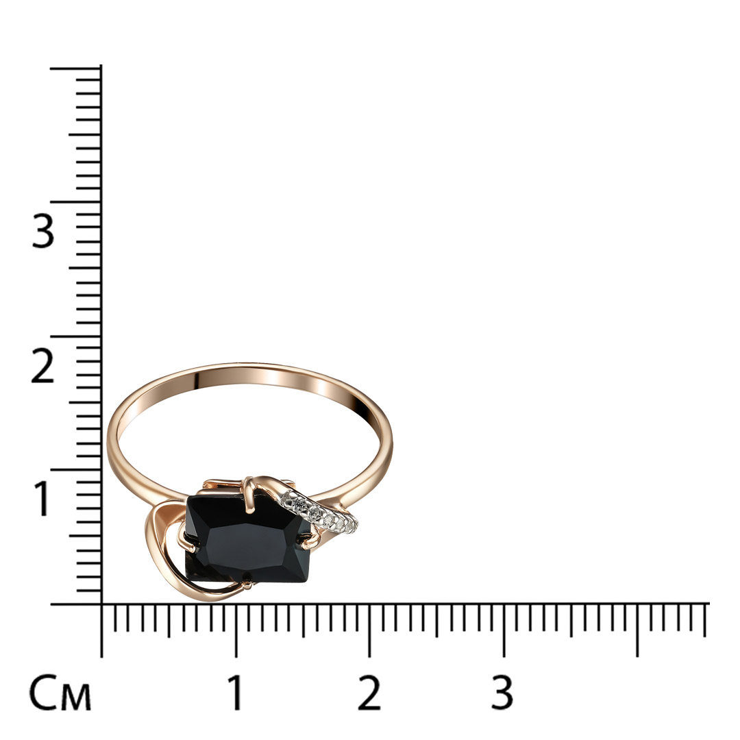 Серебряное кольцо 925 пробы; вставки 1 Шпинель черн.; 6 Фианит бесцв.;