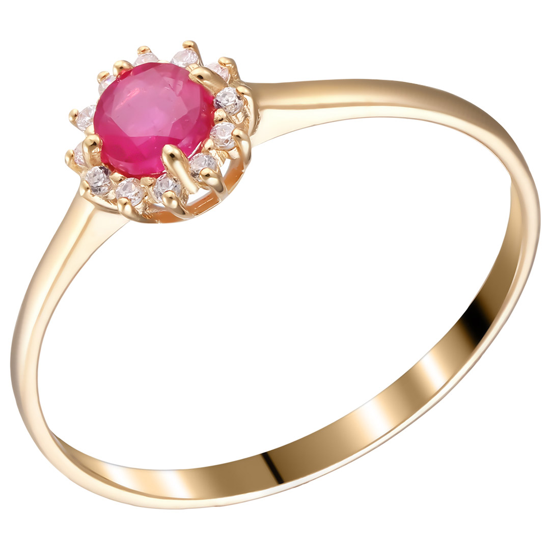Серебряное кольцо 925 пробы; вставки 1 Рубин 2/F 0,399; 12 Фианит бесцв.;
