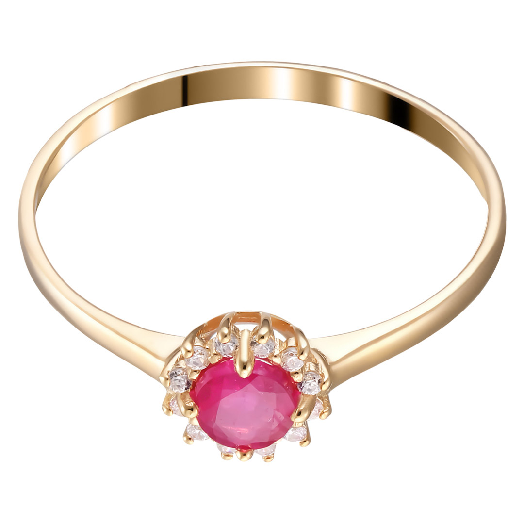 Серебряное кольцо 925 пробы; вставки 1 Рубин 2/F 0,399; 12 Фианит бесцв.;