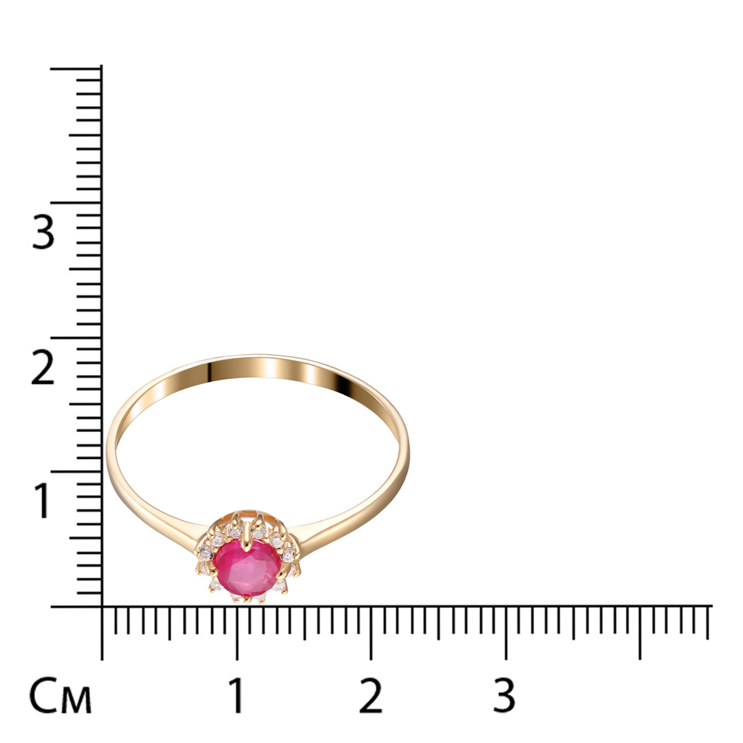 Серебряное кольцо 925 пробы; вставки 1 Рубин 2/F 0,399; 12 Фианит бесцв.;