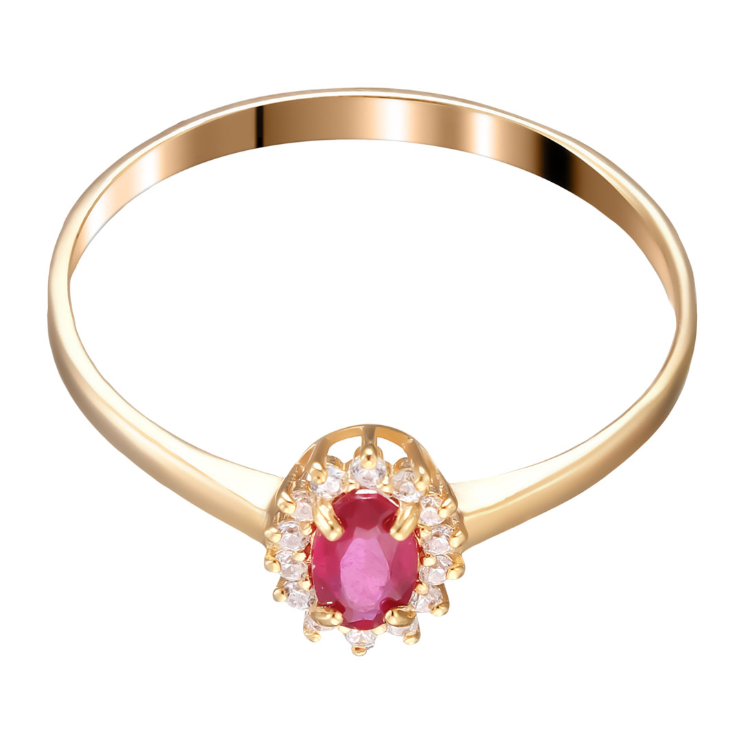 Серебряное кольцо 925 пробы; вставки 1 Рубин 2/F 0,327; 14 Фианит бесцв.;