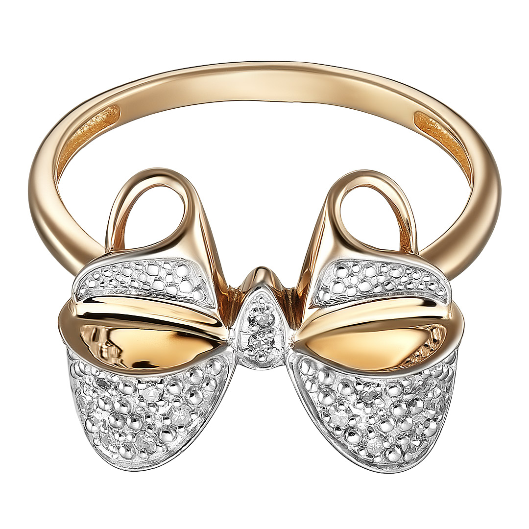 Серебряное кольцо 925 пробы; вставки 14 Бр.Кр-17 2/3А 0,076;