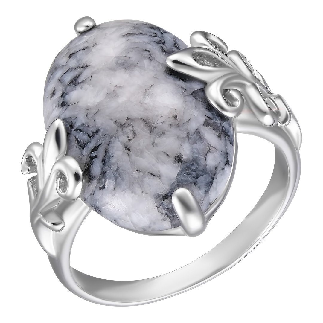 Серебряное кольцо 925 пробы; вставки 1 Пинолит;