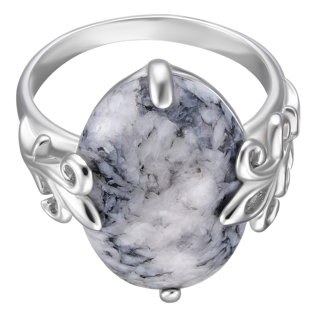 Серебряное кольцо 925 пробы; вставки 1 Пинолит;