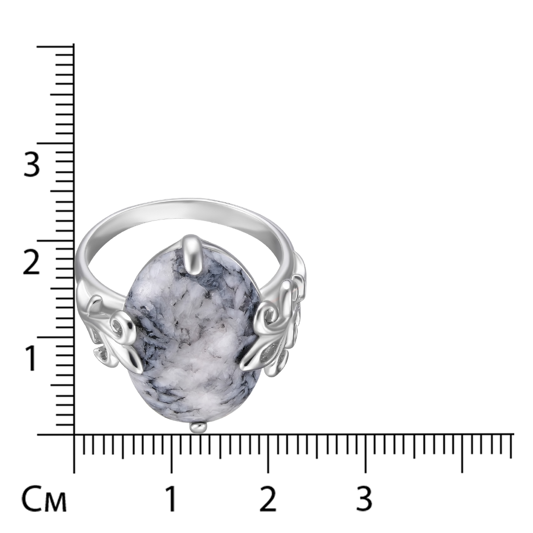 Серебряное кольцо 925 пробы; вставки 1 Пинолит;