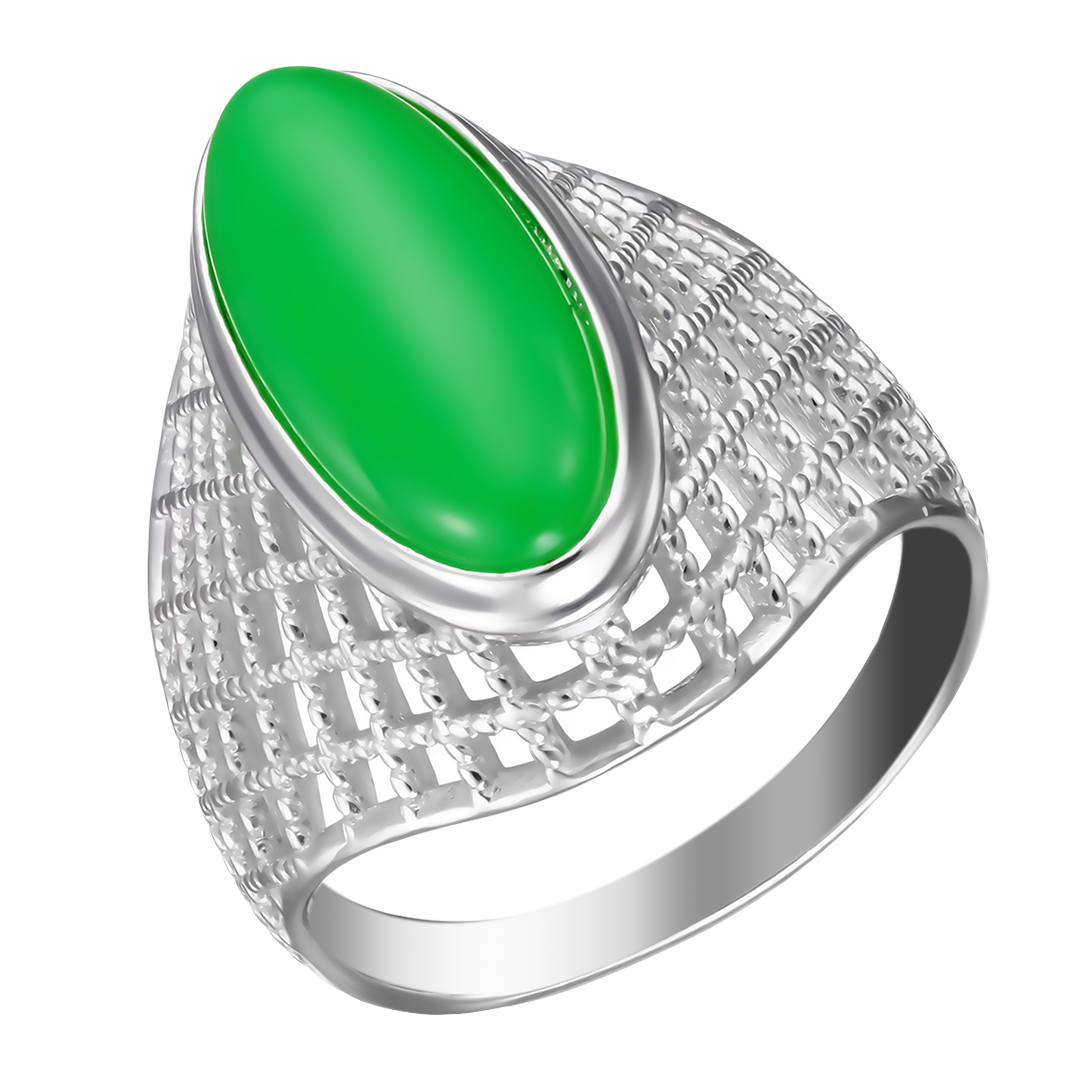 Серебряное кольцо 925 пробы; вставки 1 Хризопраз;