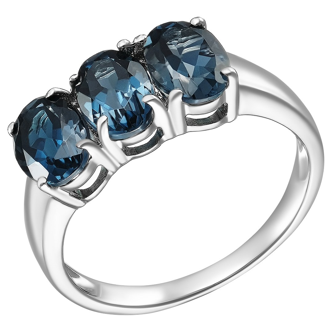 Серебряное кольцо 925 пробы; вставки 3 Топаз 2,7 ct;