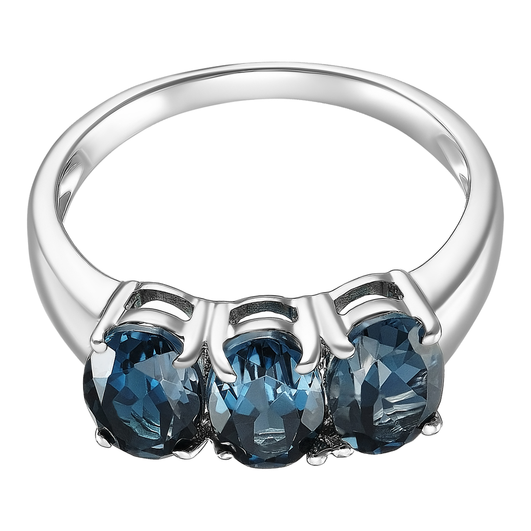 Серебряное кольцо 925 пробы; вставки 3 Топаз 2,7 ct;