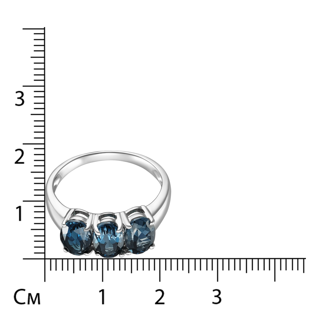 Серебряное кольцо 925 пробы; вставки 3 Топаз 2,7 ct;