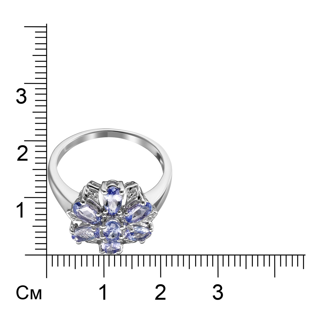 Серебряное кольцо 925 пробы; вставки 7 Танзанит 0,292 Ct;