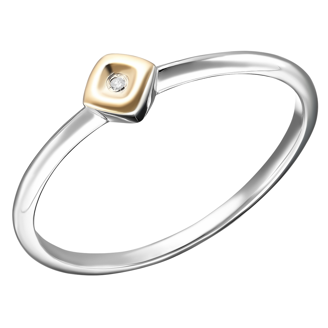 Серебряное кольцо 925 пробы; вставки 1 Бр.Кр-17 0,005 2/2Б