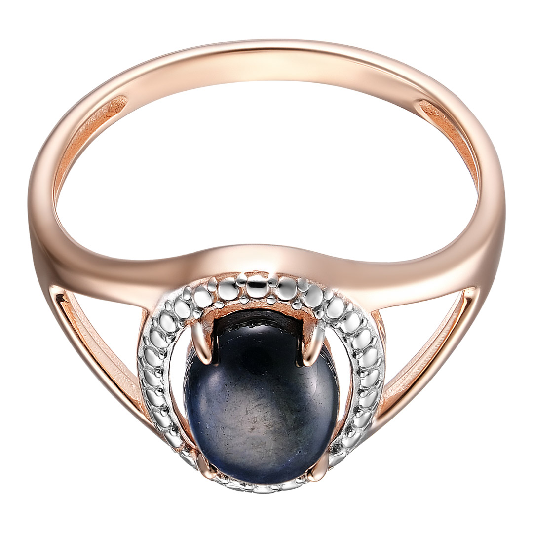 Серебряное кольцо 925 пробы; вставки 1 Сапфир звездчатый U/2 1,994;