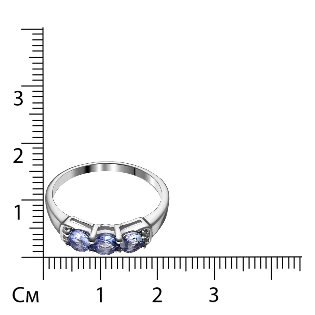 Серебряное кольцо 925 пробы; вставки 3 Танзанит 0,68 ct; 4 Топаз белый 0,02 ct;
