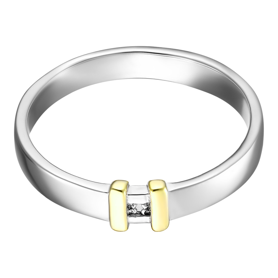 Серебряное кольцо 925 пробы; с эл. золочения; вставки 1 Бр.Кр-17 0,005 2/2Б;