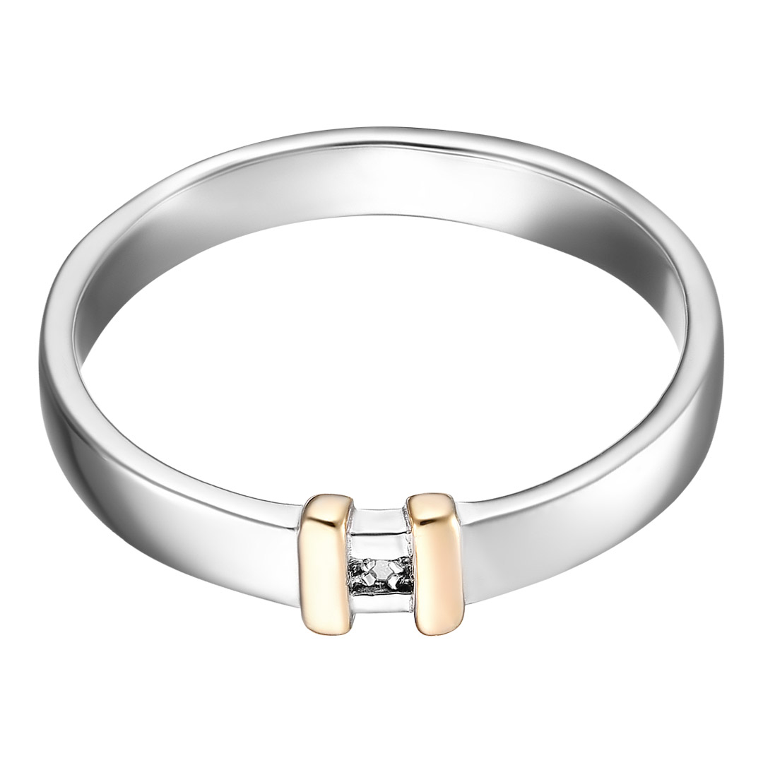 Серебряное кольцо 925 пробы; с эл. золочения; вставки 1 Бр.Кр-17 0,005 2/2Б;