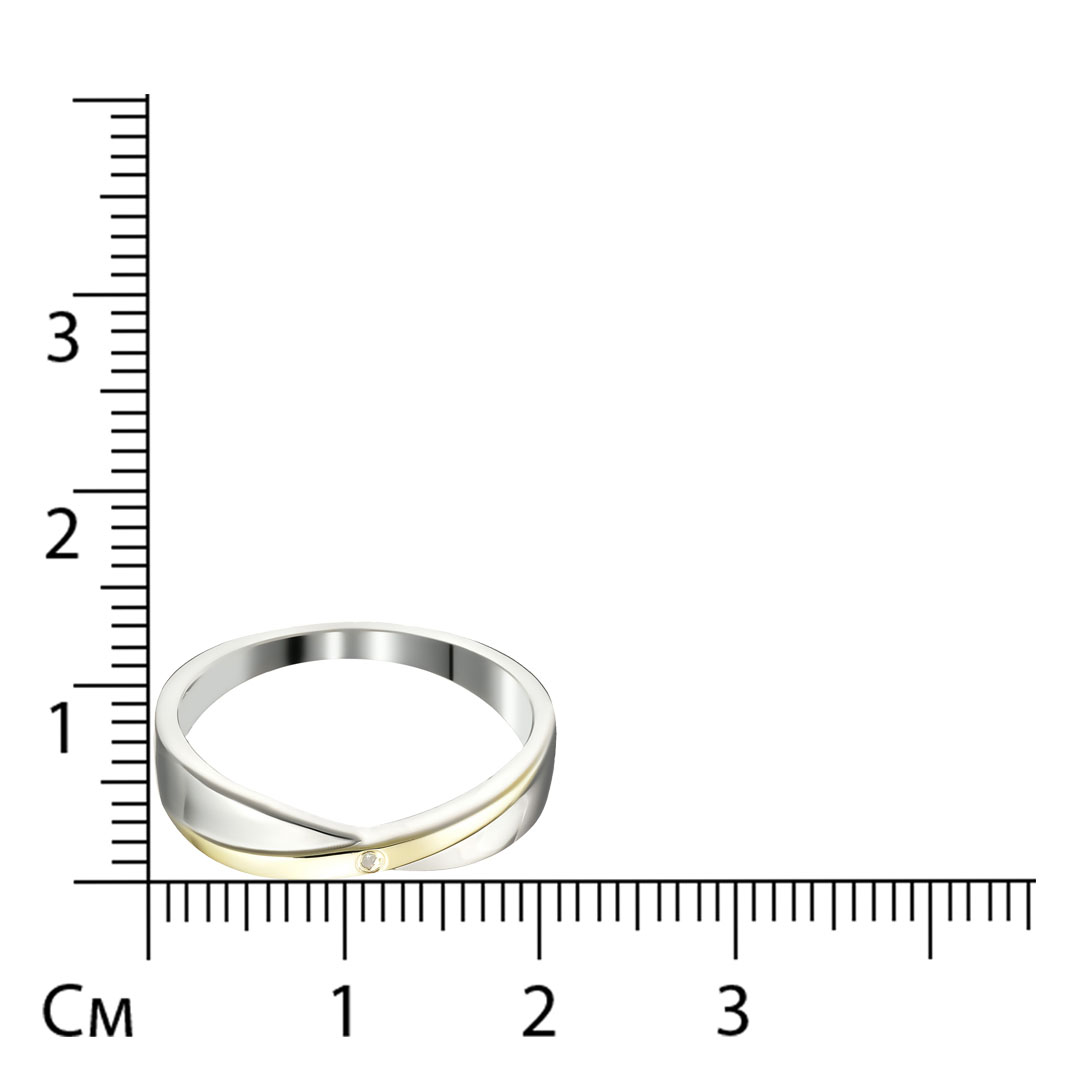Серебряное кольцо 925 пробы; с эл.золочения; вставки 1 Бр.Кр-17 0,005 2/2Б;