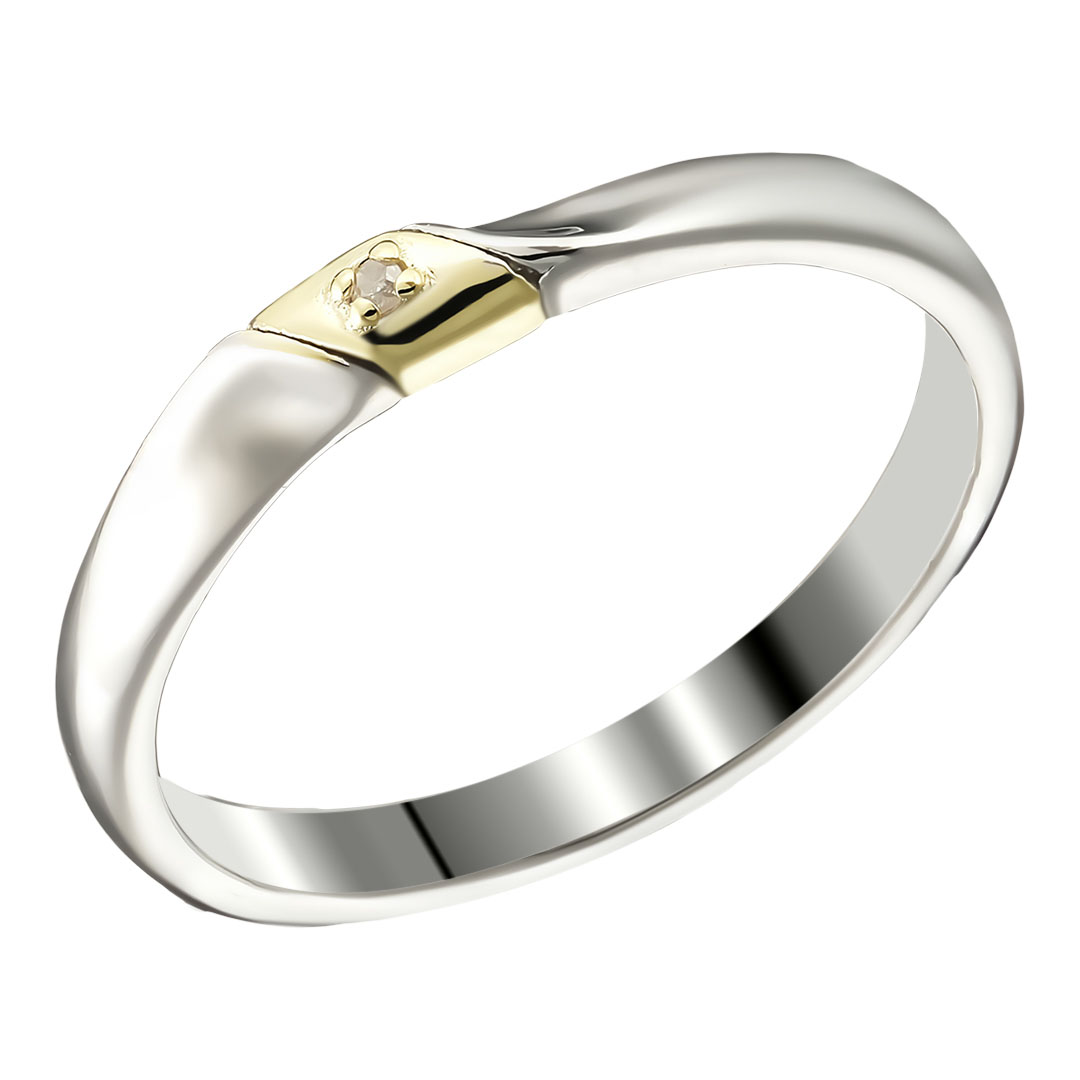 Серебряное кольцо 925 пробы; с эл.золочения; вставки 1 Бр.Кр-17 0,005 2/2Б;
