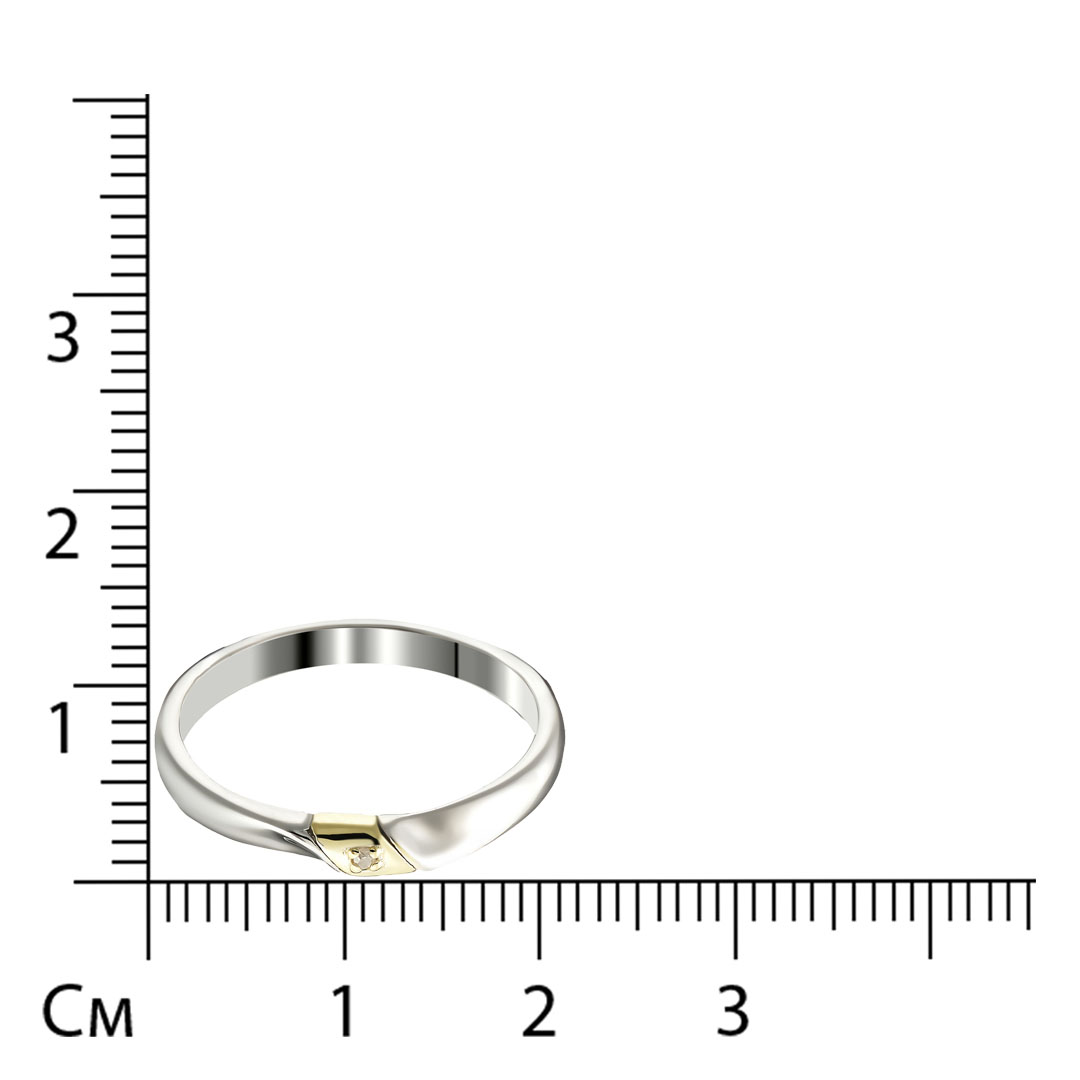 Серебряное кольцо 925 пробы; с эл.золочения; вставки 1 Бр.Кр-17 0,005 2/2Б;