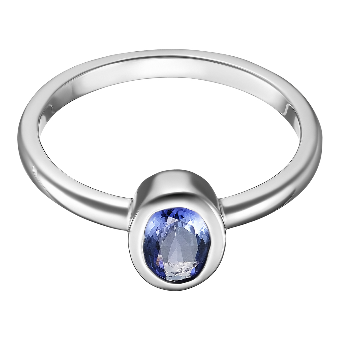 Серебряное кольцо 925 пробы; вставки 1 Танзанит 0,75 ct;