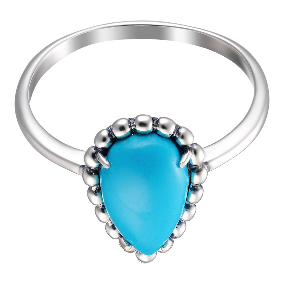 Серебряное кольцо 925 пробы; оксидирование; вставки 1 Бирюза;