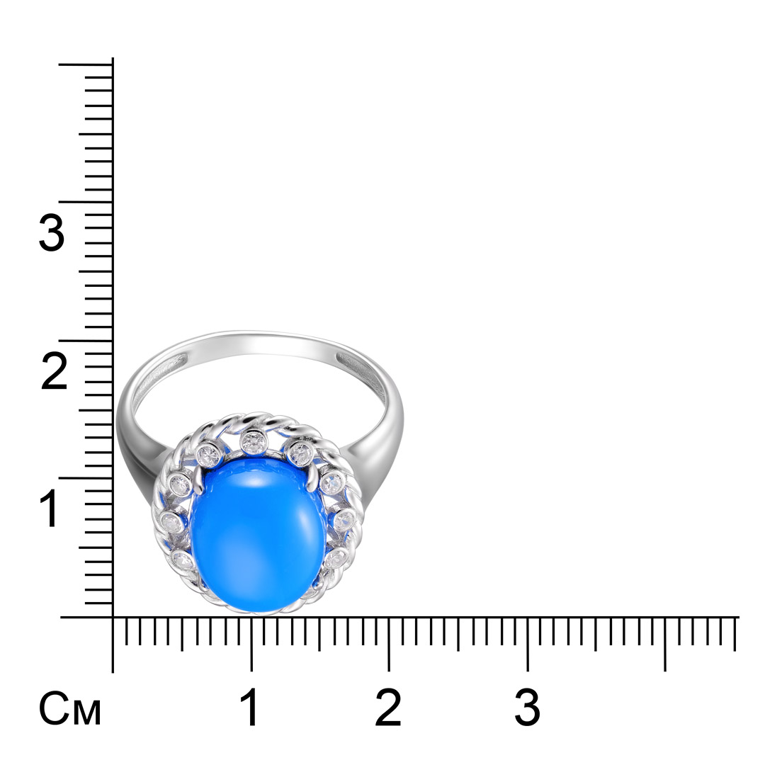 Серебряное кольцо 925 пробы; вставки 1 Агат нат.; 12 Фианит бесцв.;