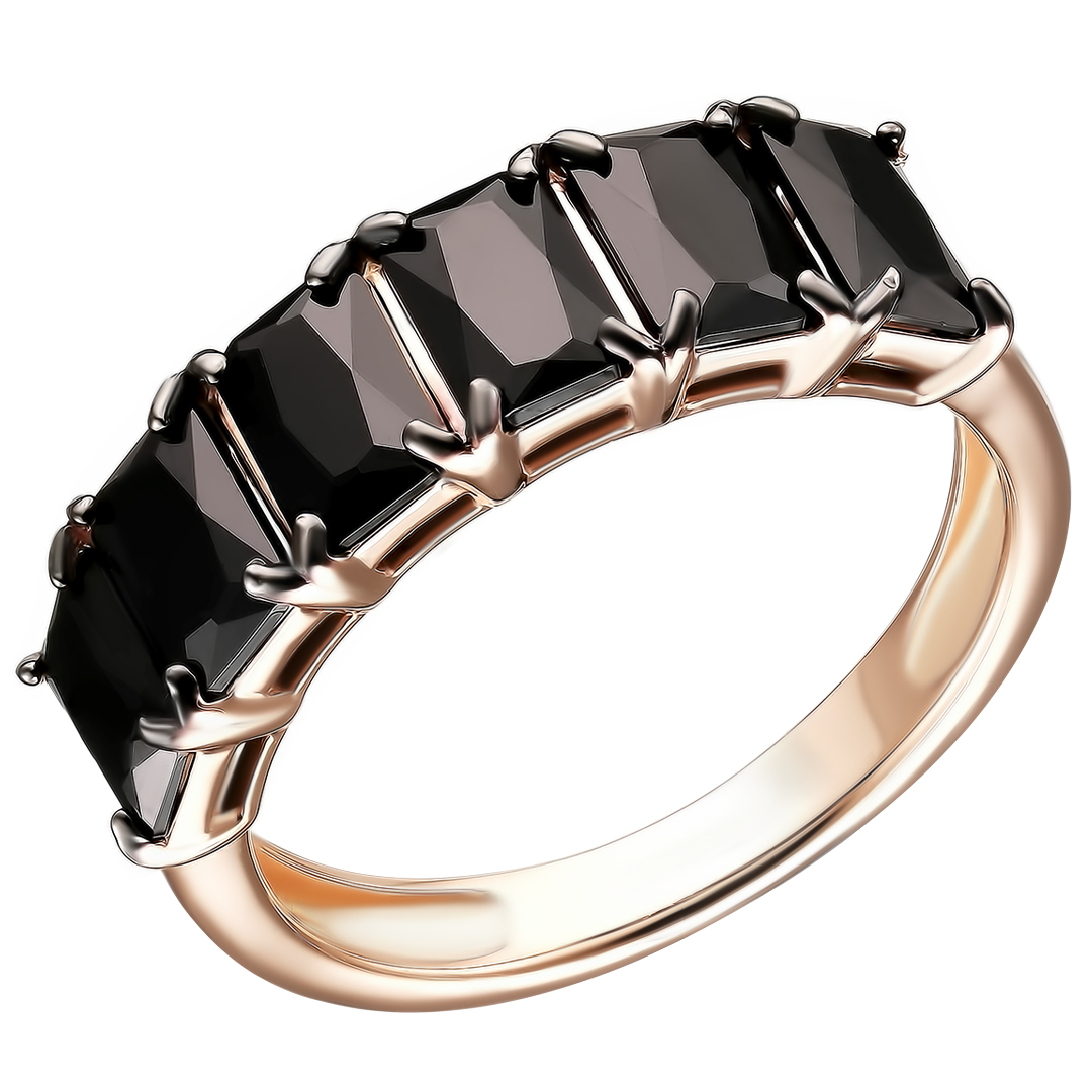 Серебряное кольцо 925 пробы; чернение; вставки 6 Шпинель черная;