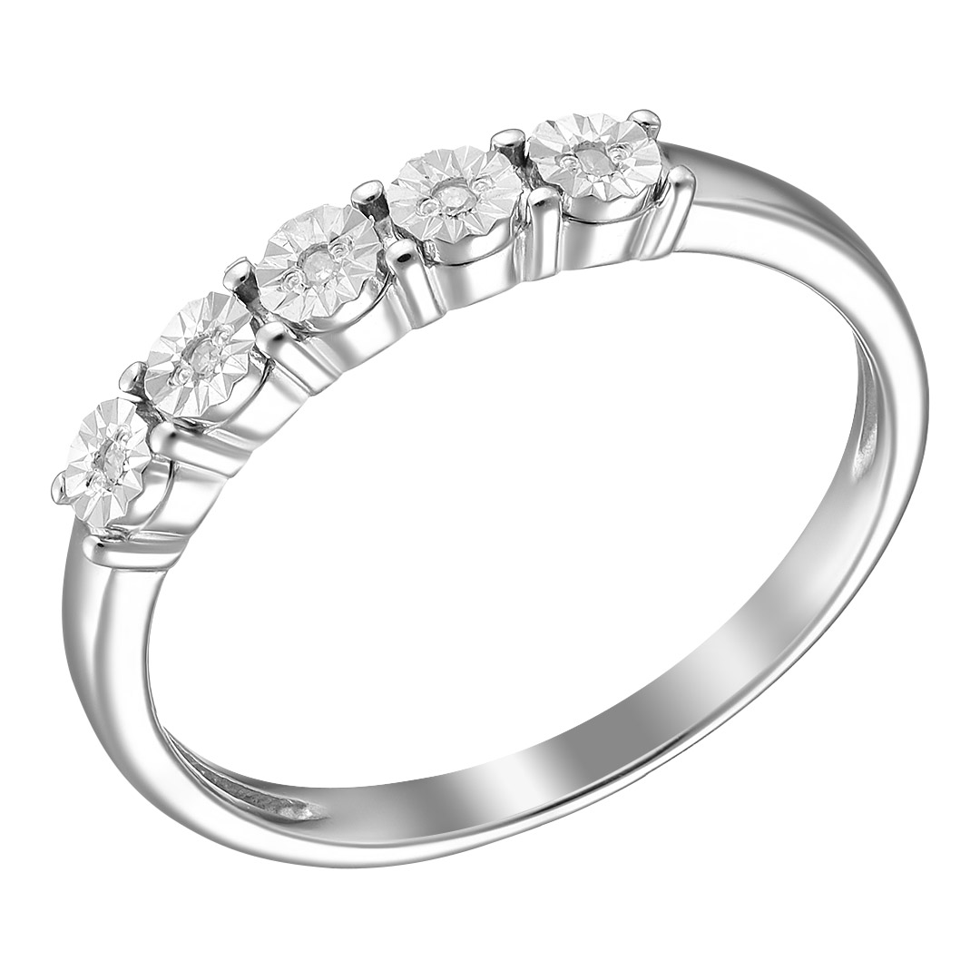 Серебряное кольцо 925 пробы; с алмазной обработкой; вставки 5 Бр.Кр-17 0,023 2/3A;